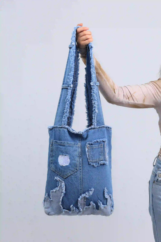 Light Blue | Flame Denim Bag - unisex - made from jeans - weavy storeee
