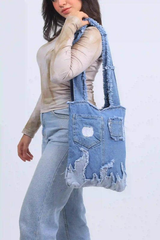 Light Blue | Flame Denim Bag - unisex - made from jeans - weavy storeee