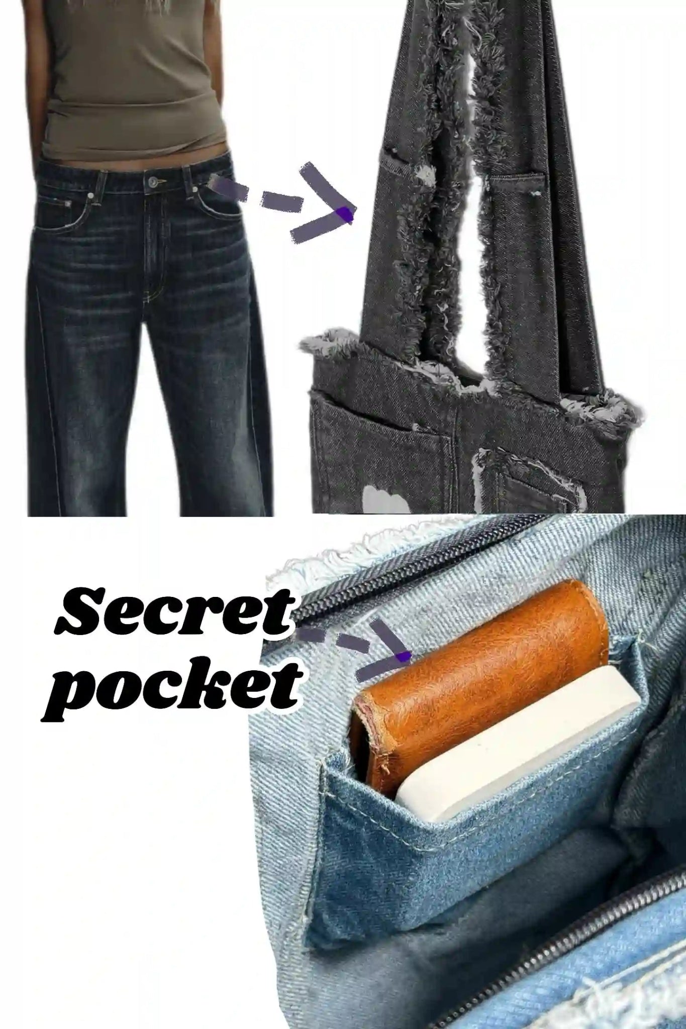 DarkNight |Flame Denim Bag - unisex - Made from jeans - weavy storeee