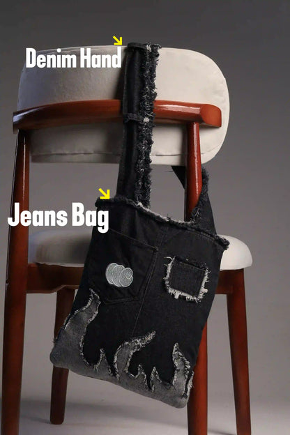 DarkNight |Flame Denim Bag - unisex - Made from jeans - weavy storeee