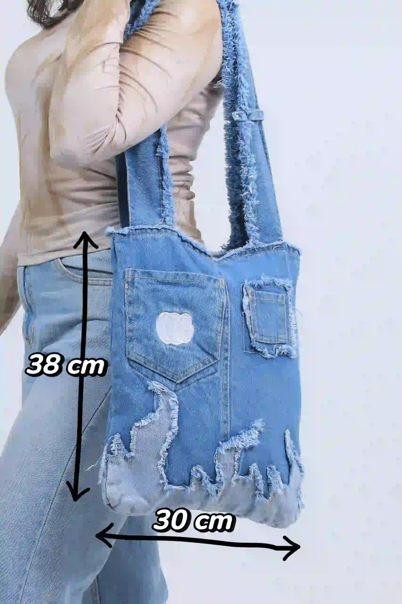 Light Blue | Flame Denim Bag - unisex - made from jeans - weavy storeee